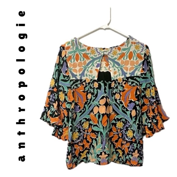 Anthropologie x Maeve flowy colorful floral print blouse - Picture 6 of 15